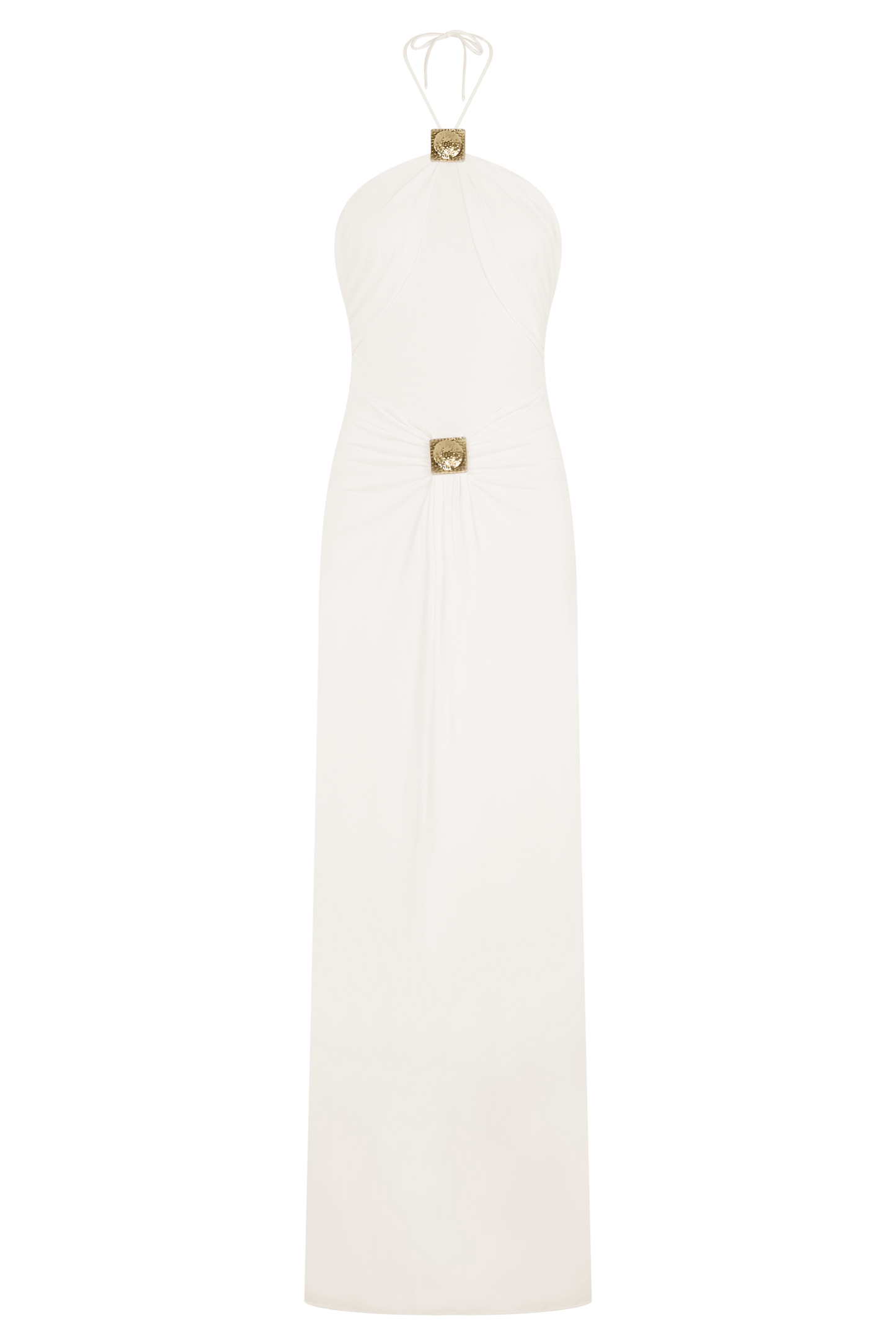 Jersey Metal Decorations Halter Neck Maxi Dress
