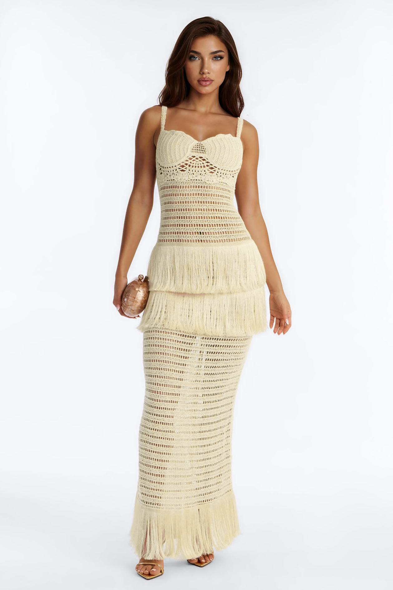 Crochet Splicing Tassel Sleeveless Maxi Dress