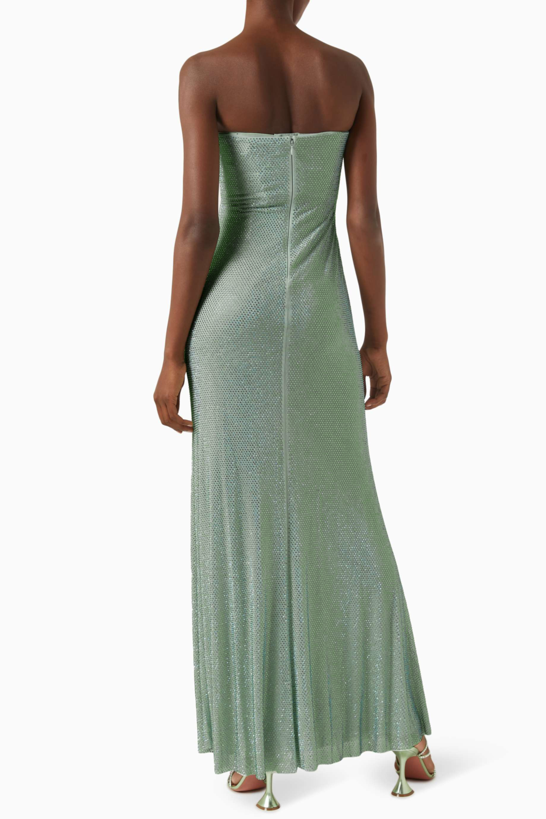 Rhinestone Bow Off-Shoulder Maxi Dress