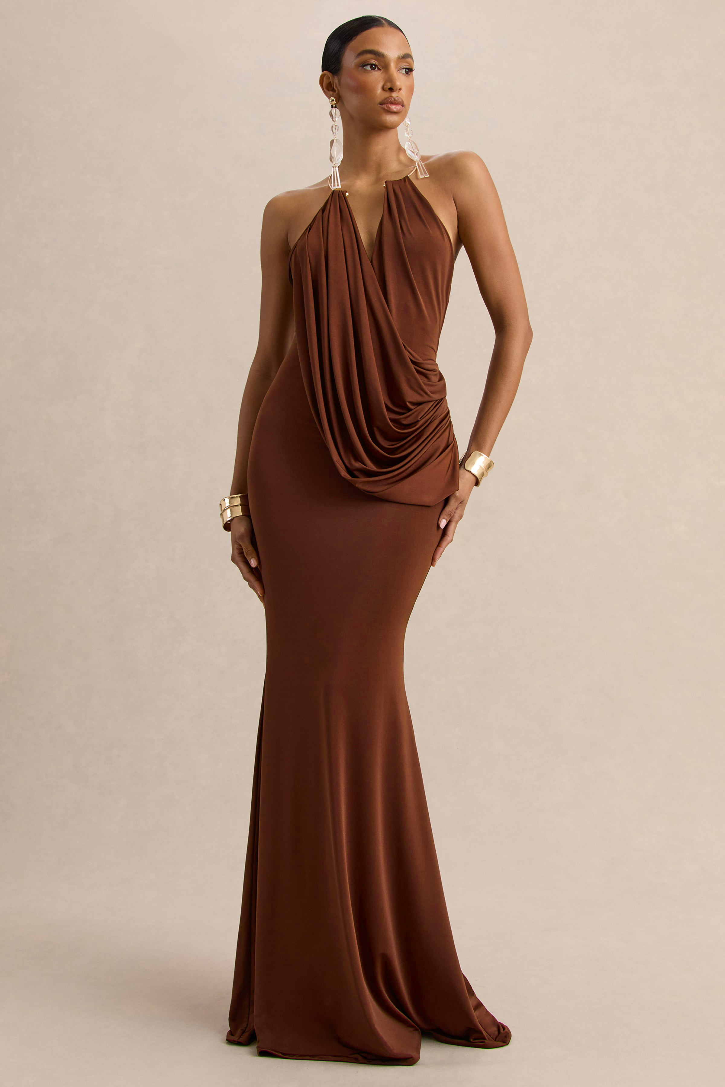 jersey halter dress Reiss Neck Midi in Orange Do not Dry Clean. Solid Jersey Halter Dress