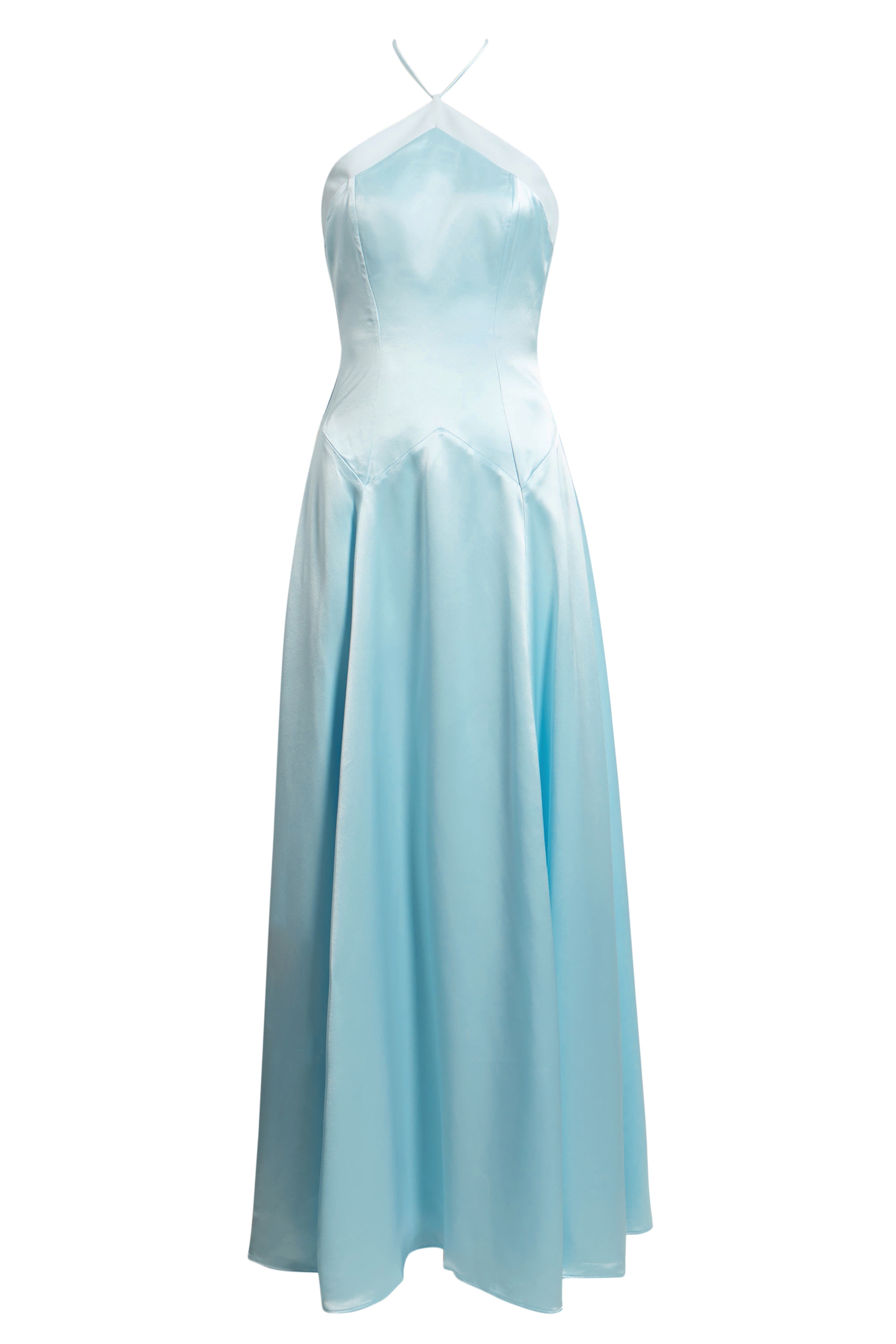 Satin Halter Neck Backless Maxi Dress