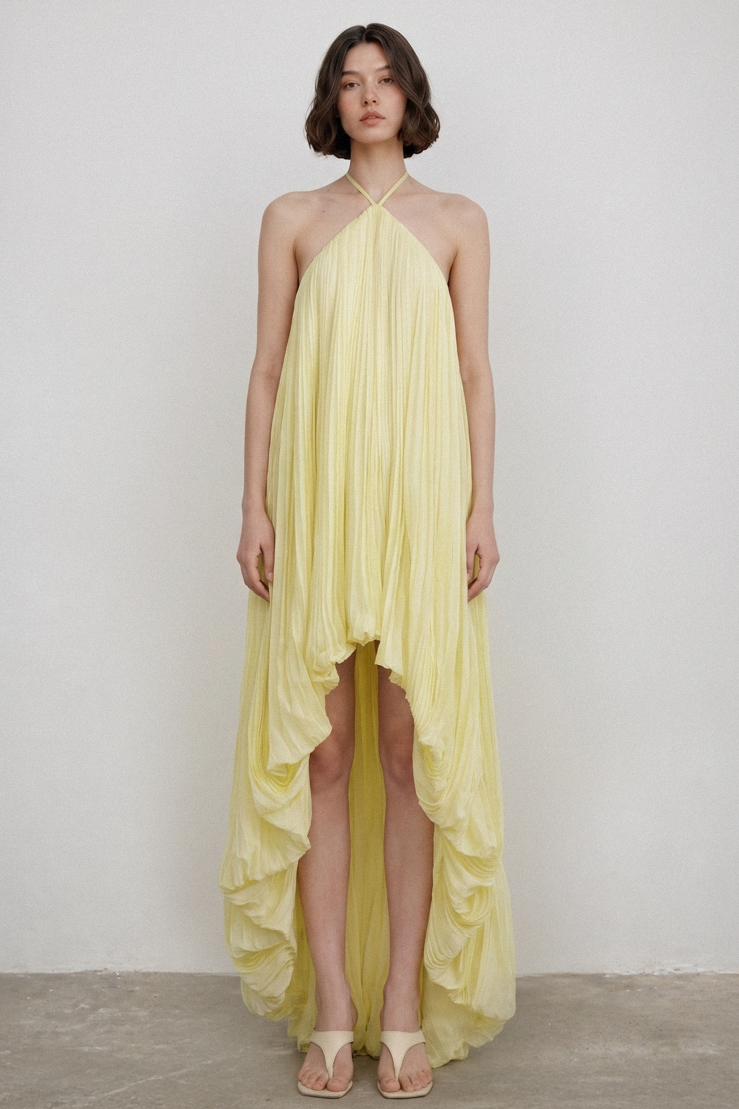 pleated frill halter neck maxi dress The Pleated Frill Halter Neck Maxi Dress is your go-to statement piece for romantic dates and elegant evenings. #maxidress #dress #fashion #elinabellee