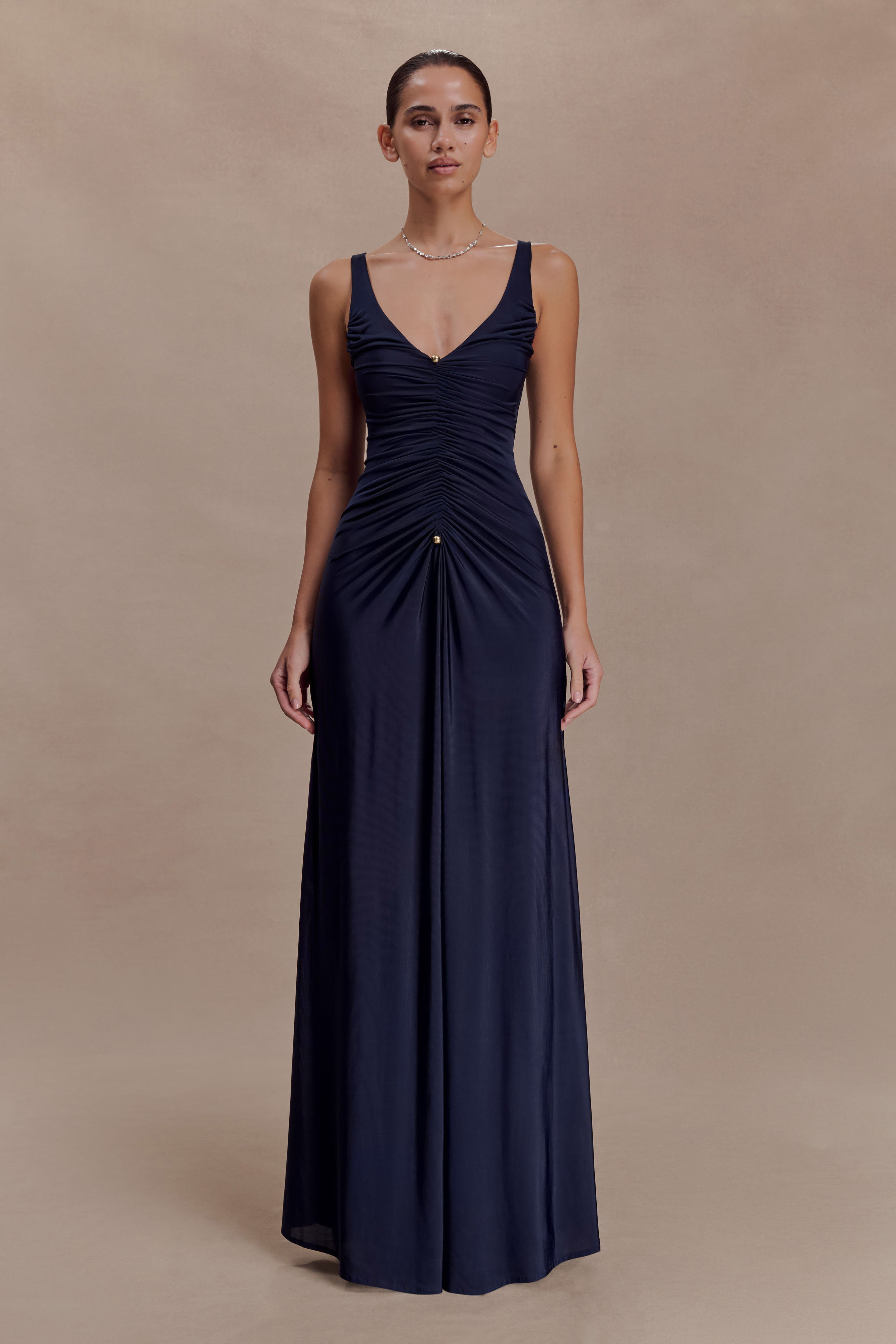 v neck jersey maxi dress Black V-Neck Sleeveless Jersey Maxi Dress