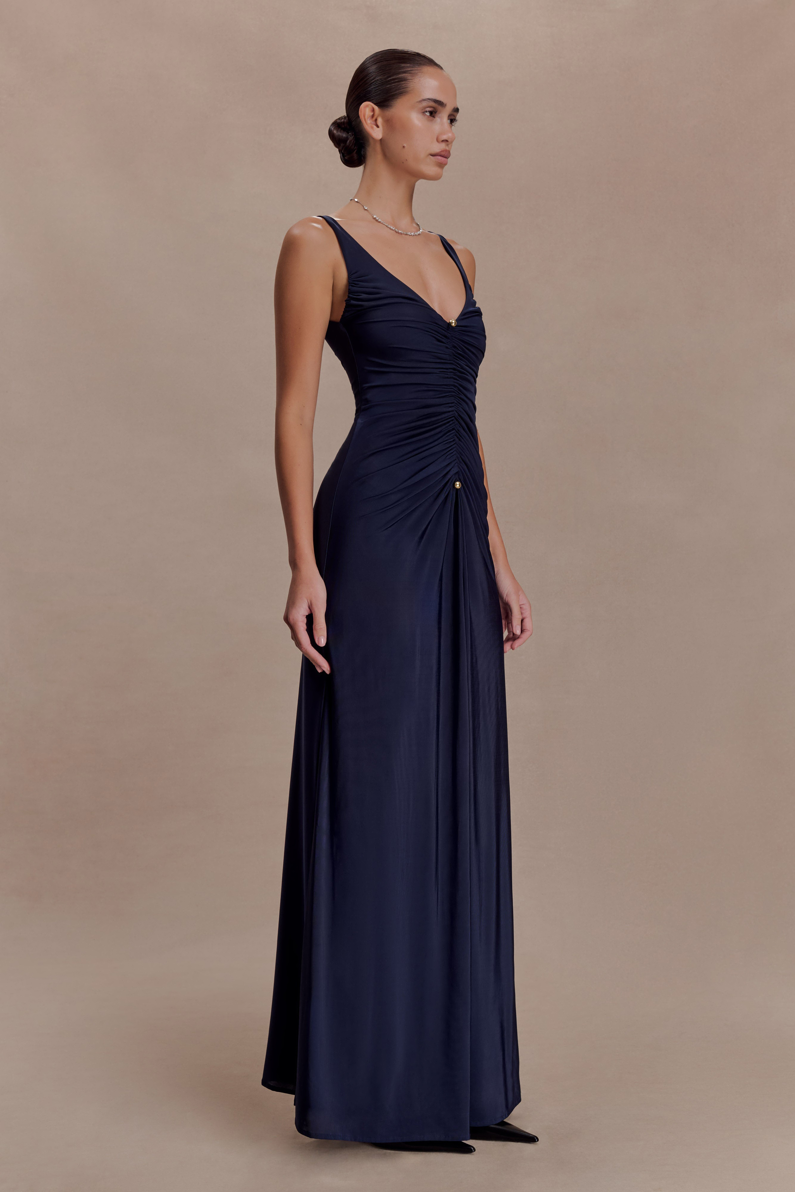 jersey v neck maxi dress TheLovely Women V-Neck Draped Jersey Beach Summer Cami Long Maxi Dress with Side Pockets (Ice Blue, 1X), Women's, Size: 1XL