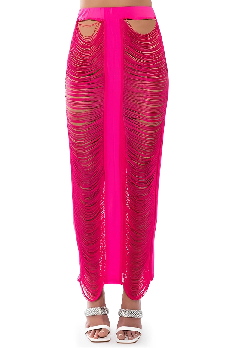 Bandage Tassel Cut-out Top & Mid Waist Maxi Skirt Set