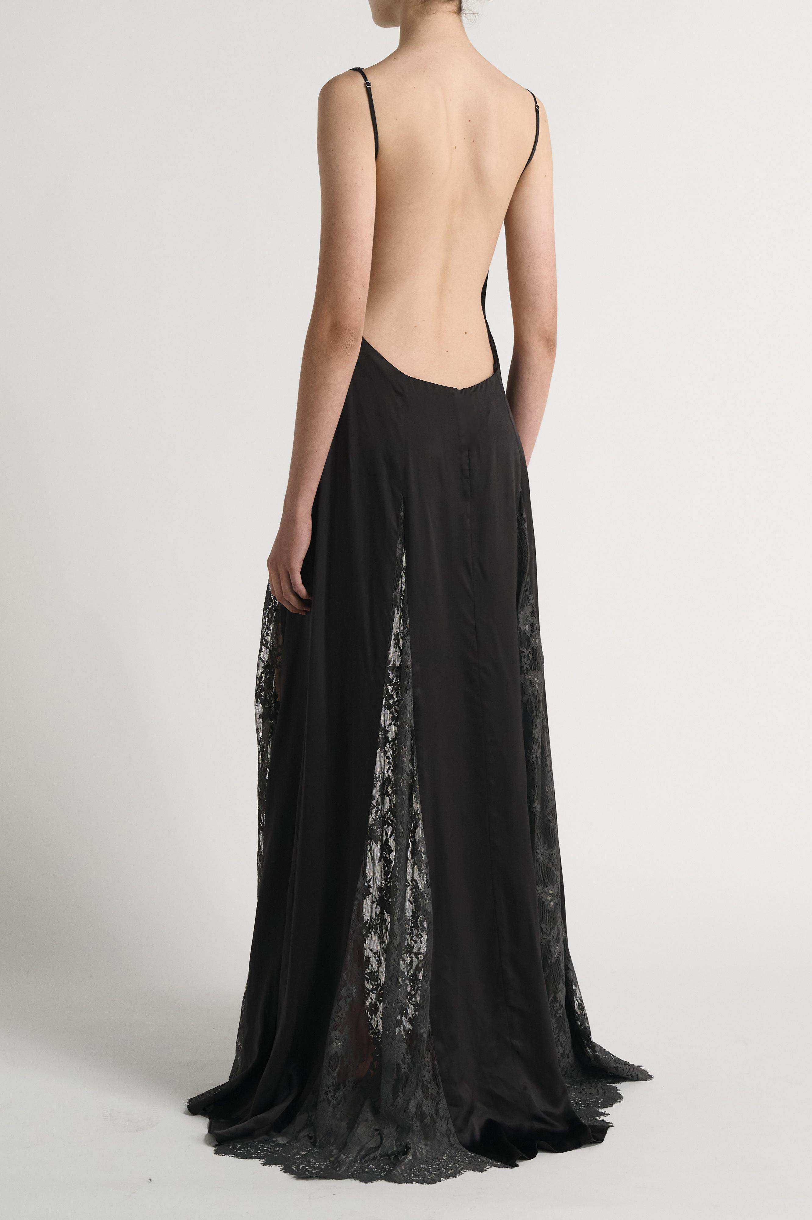 Satin Splicing Lace Sleeveless Maxi Dress