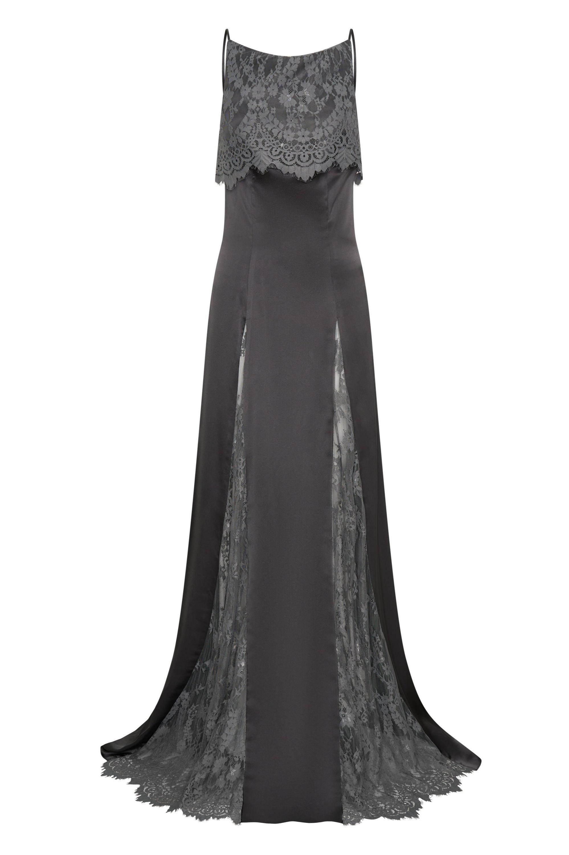 Satin Splicing Lace Sleeveless Maxi Dress