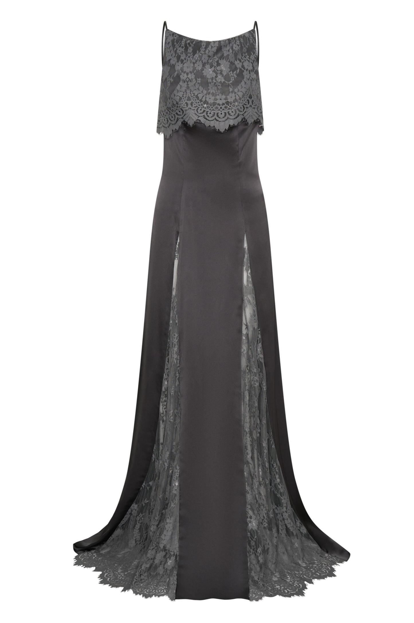 Satin Splicing Lace Sleeveless Maxi Dress