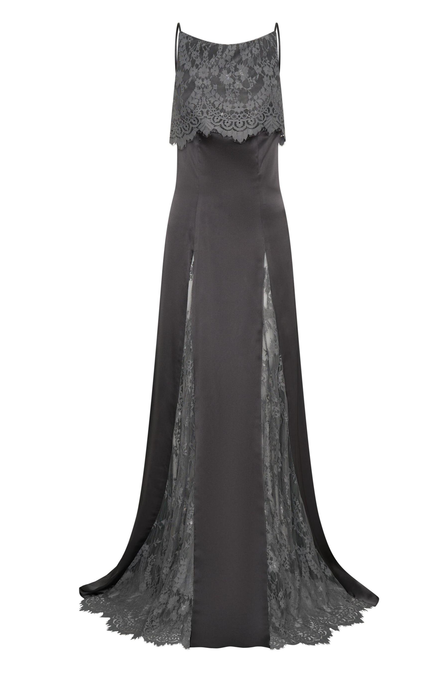 Satin Splicing Lace Sleeveless Maxi Dress