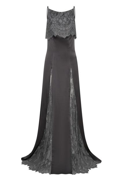 Satin Splicing Lace Sleeveless Maxi Dress