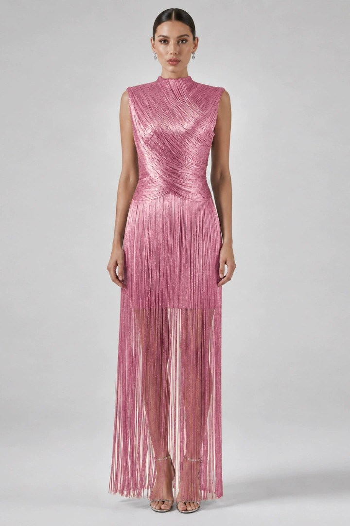 Bandage Tassel Sleeveless Maxi Dress