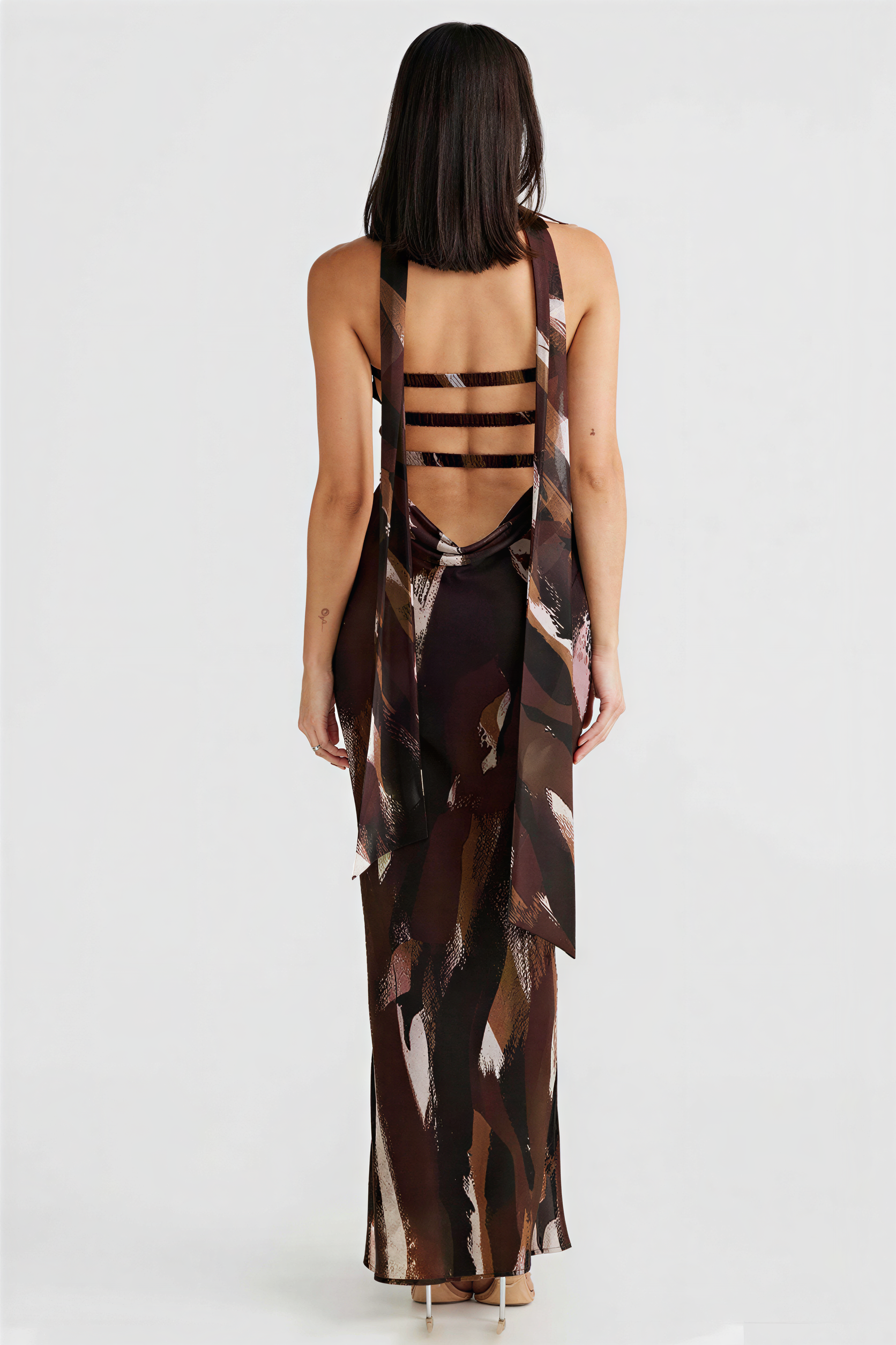 Jersey Abstract Print Off-Shoulder Maxi Dress