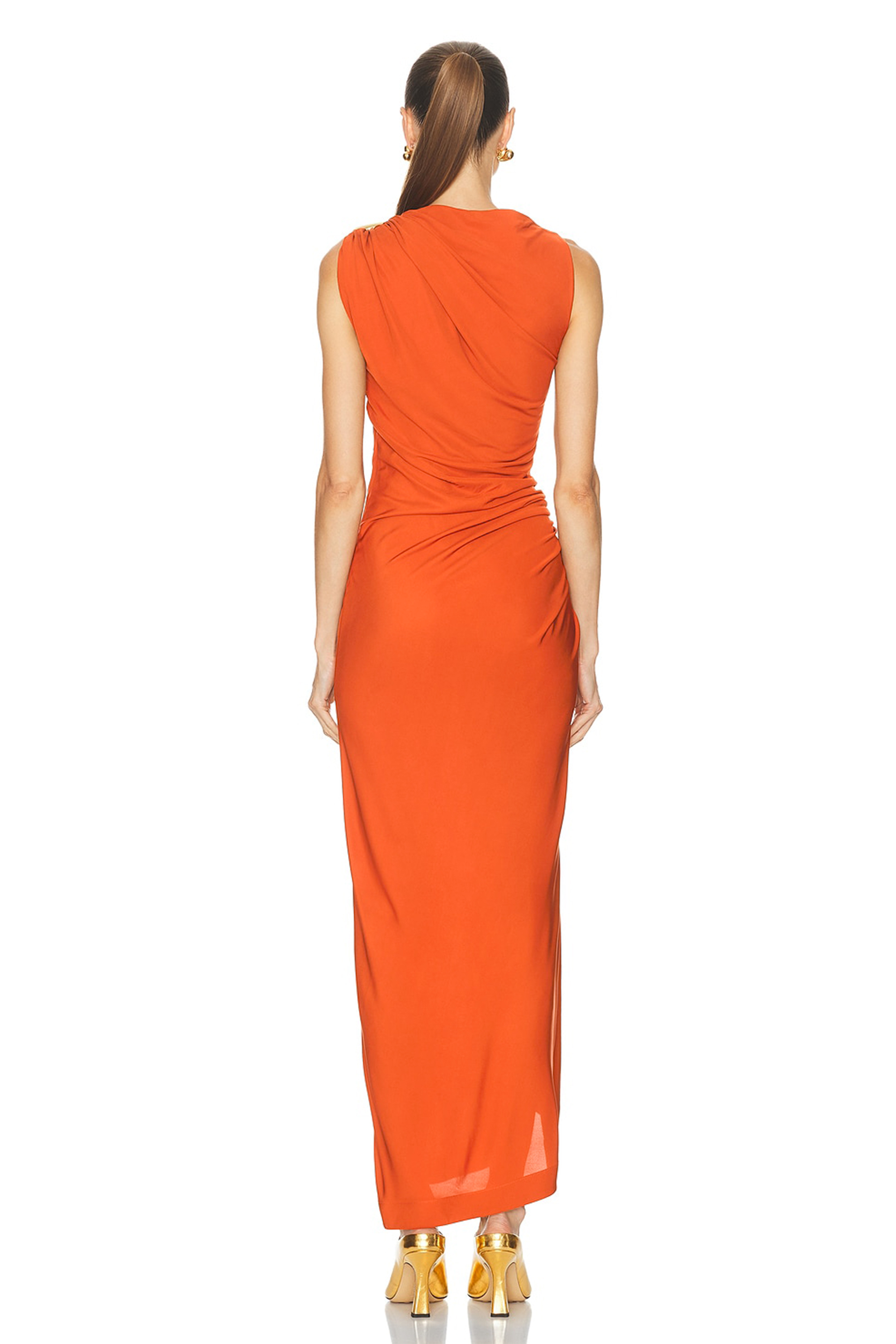 Jersey Sleeveless Metal Detail Irregular Midi Dress