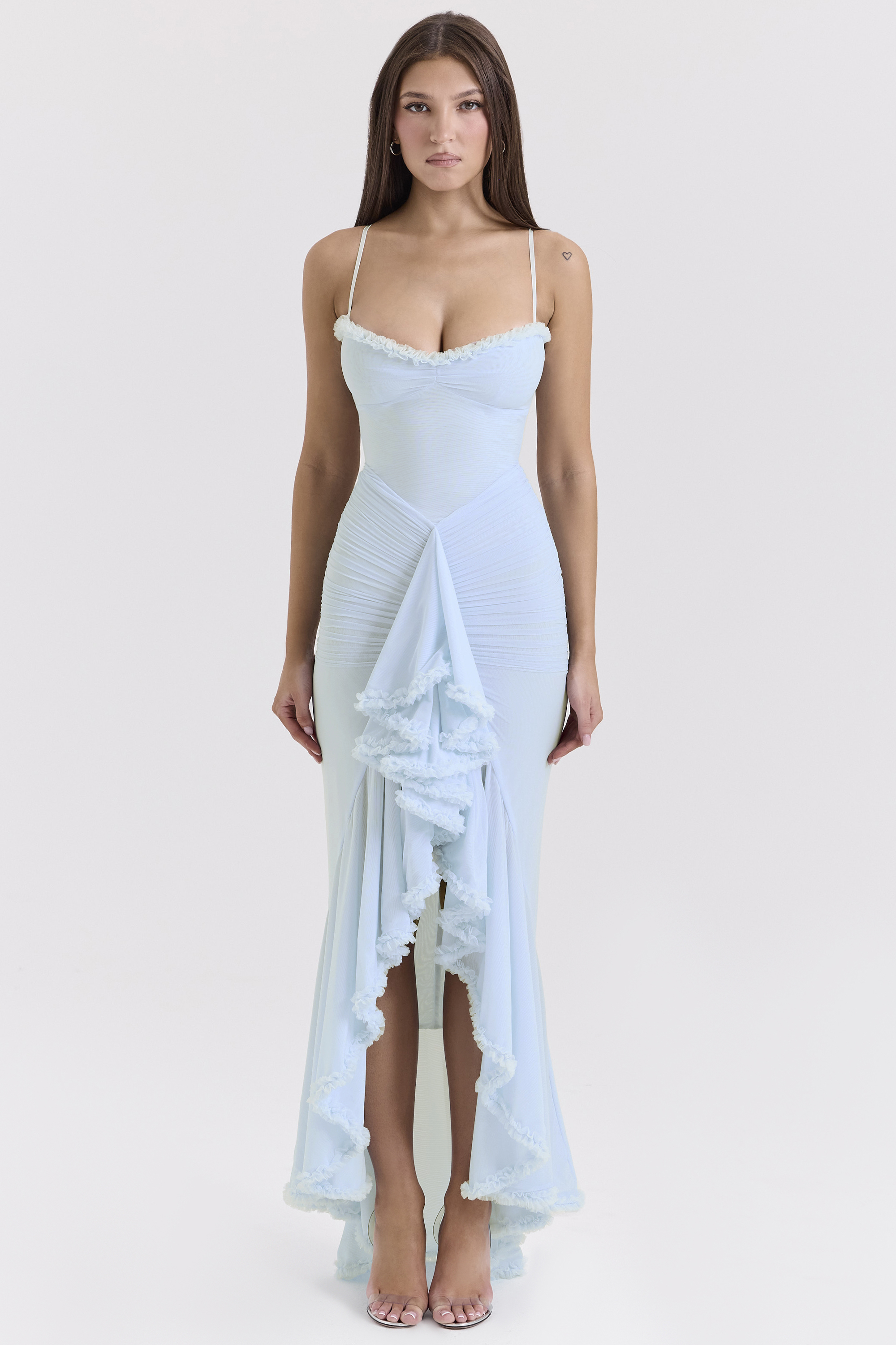 strapless white cotton dress Shirred Gown for Women, Poplin, XS, Bumpsuit 100% cotton Size Tie Strap Tadashi Shoji Elysian Draped Size:80 cm