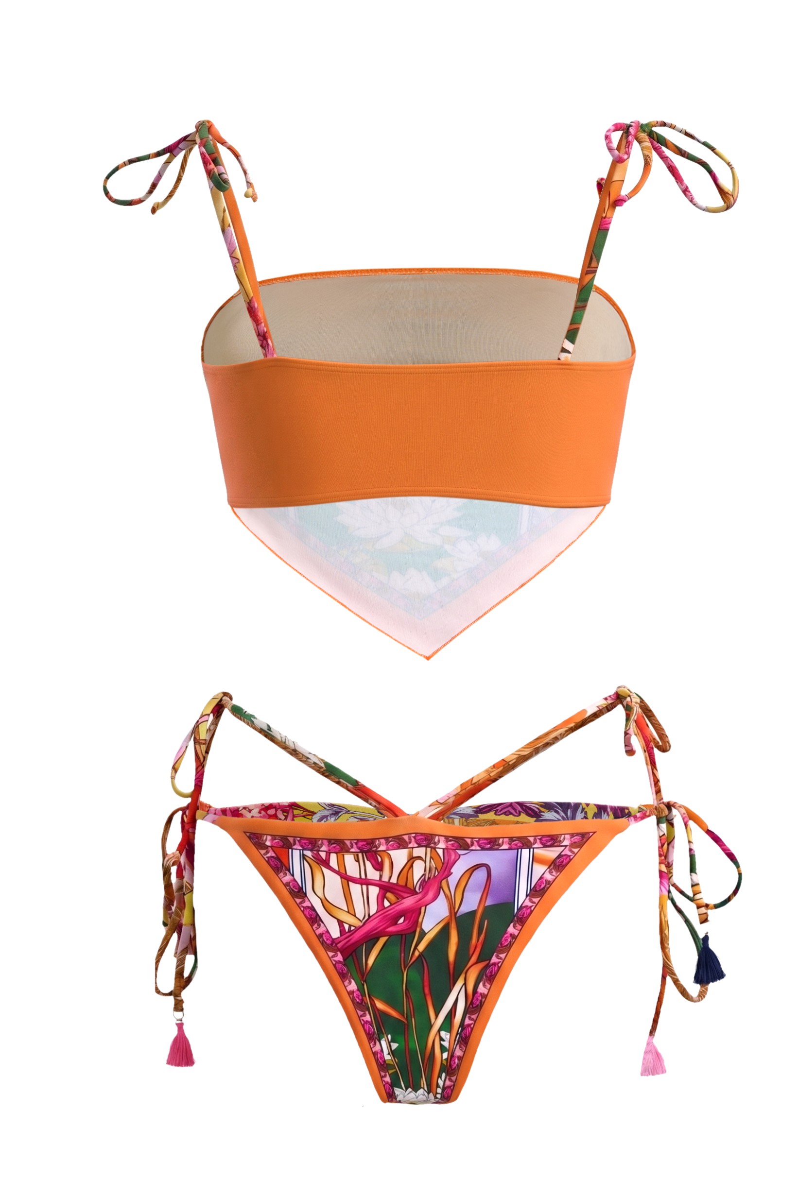 Jersey Printed Tassel Tie Bikini Set