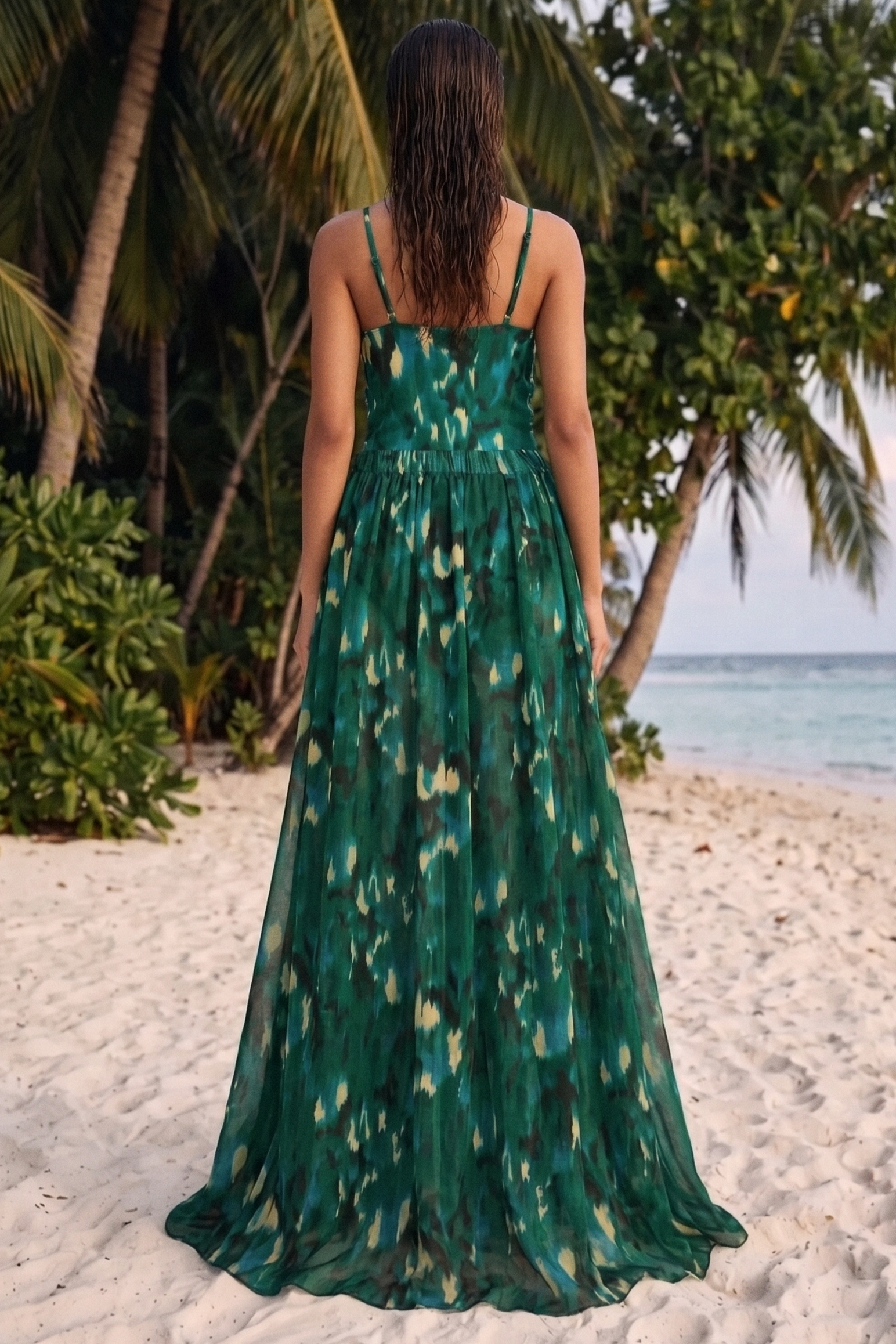 Jersey Printed Cutout Twist One-Piece Swimsuit With Split Cover Up Set