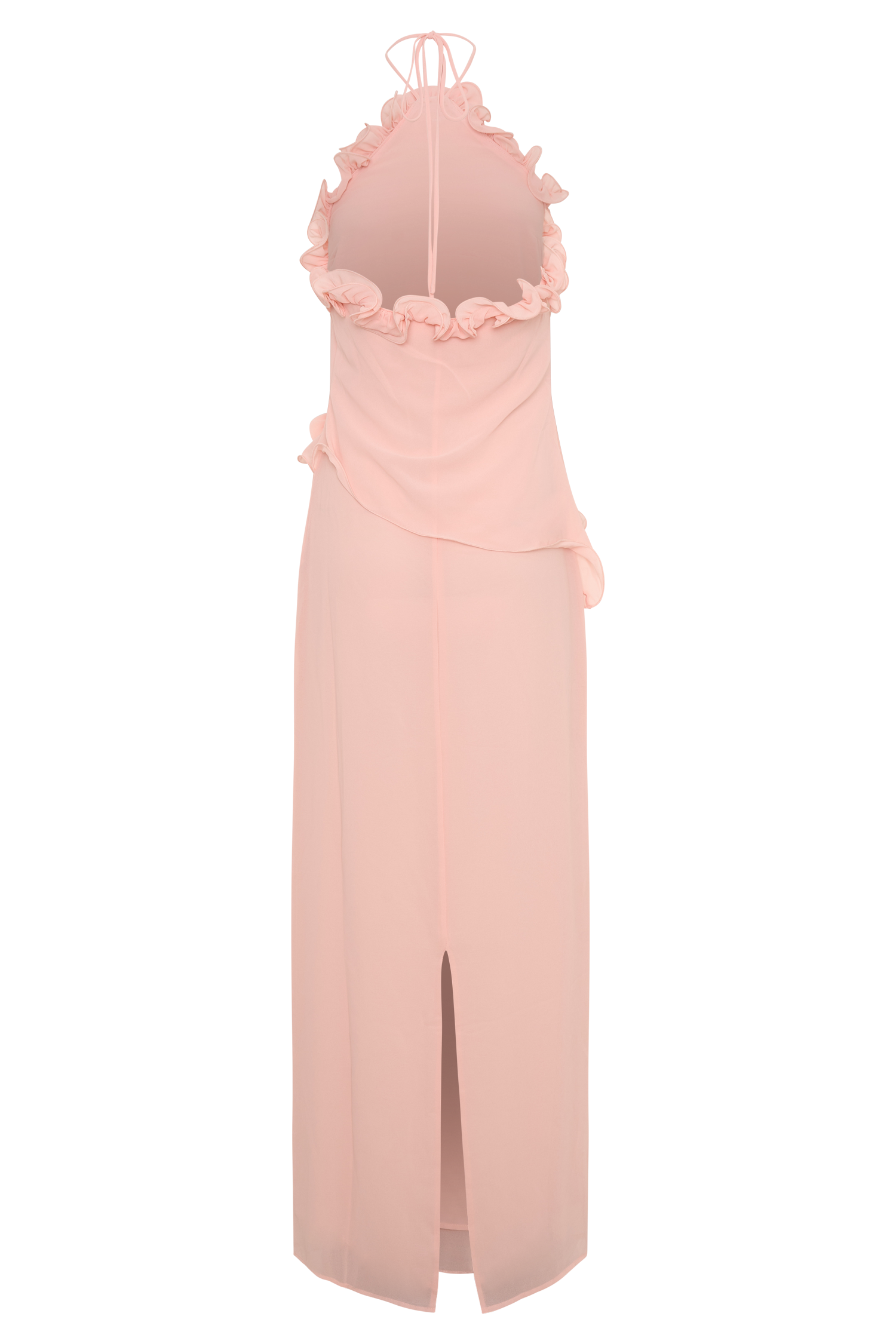Halter Ruffle 3D Floral Maxi Dress