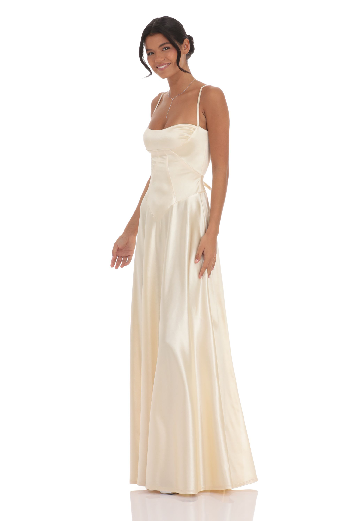 Satin Tie-Up Slip Maxi Dress