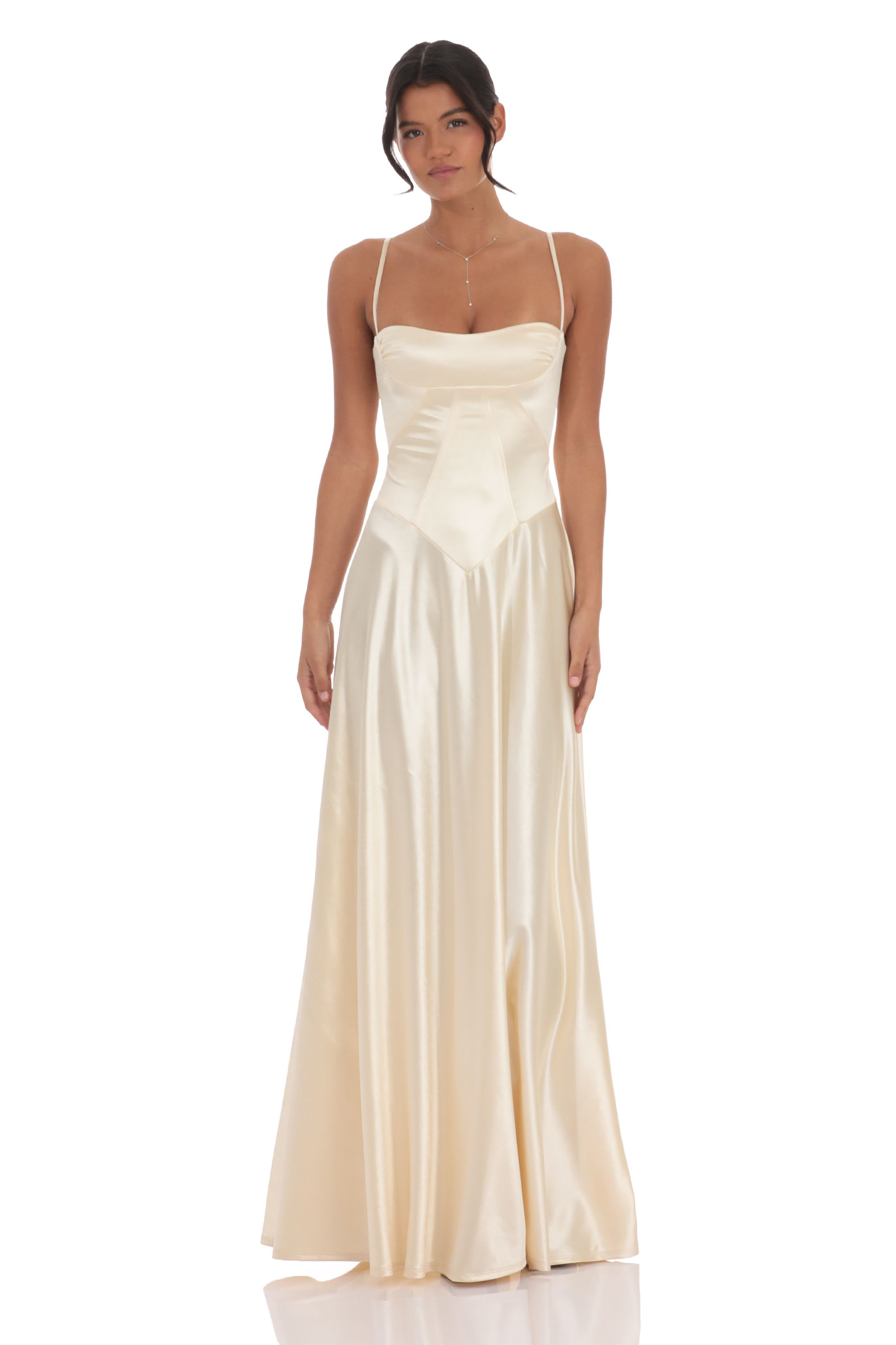 Satin Tie-Up Slip Maxi Dress