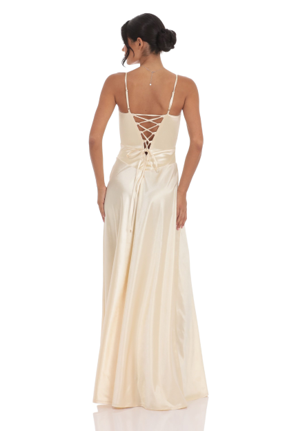 Satin Tie-Up Slip Maxi Dress