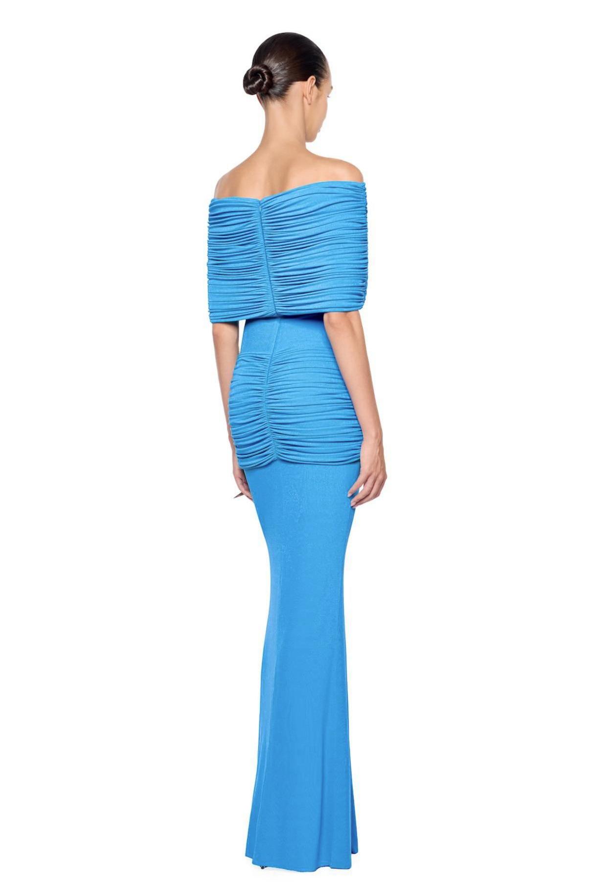 Jersey Metal Decorations Off Shoulder Maxi Dress