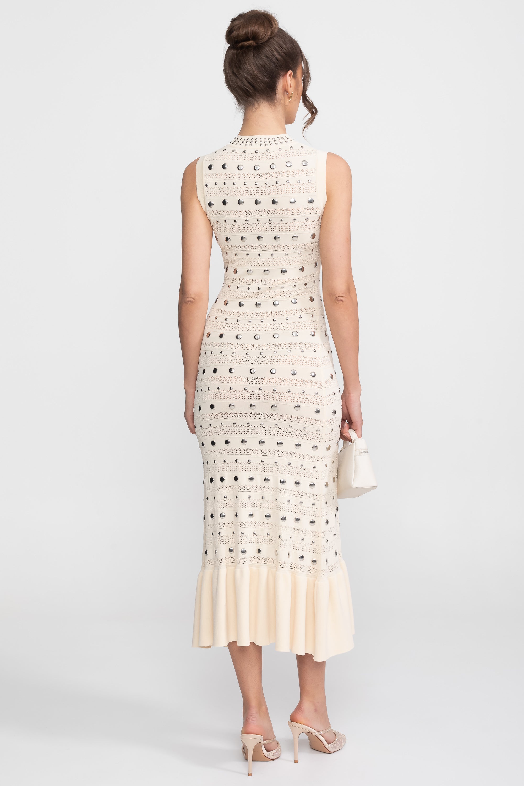 Knit Metal Decorations Sleeveless Midi Dress