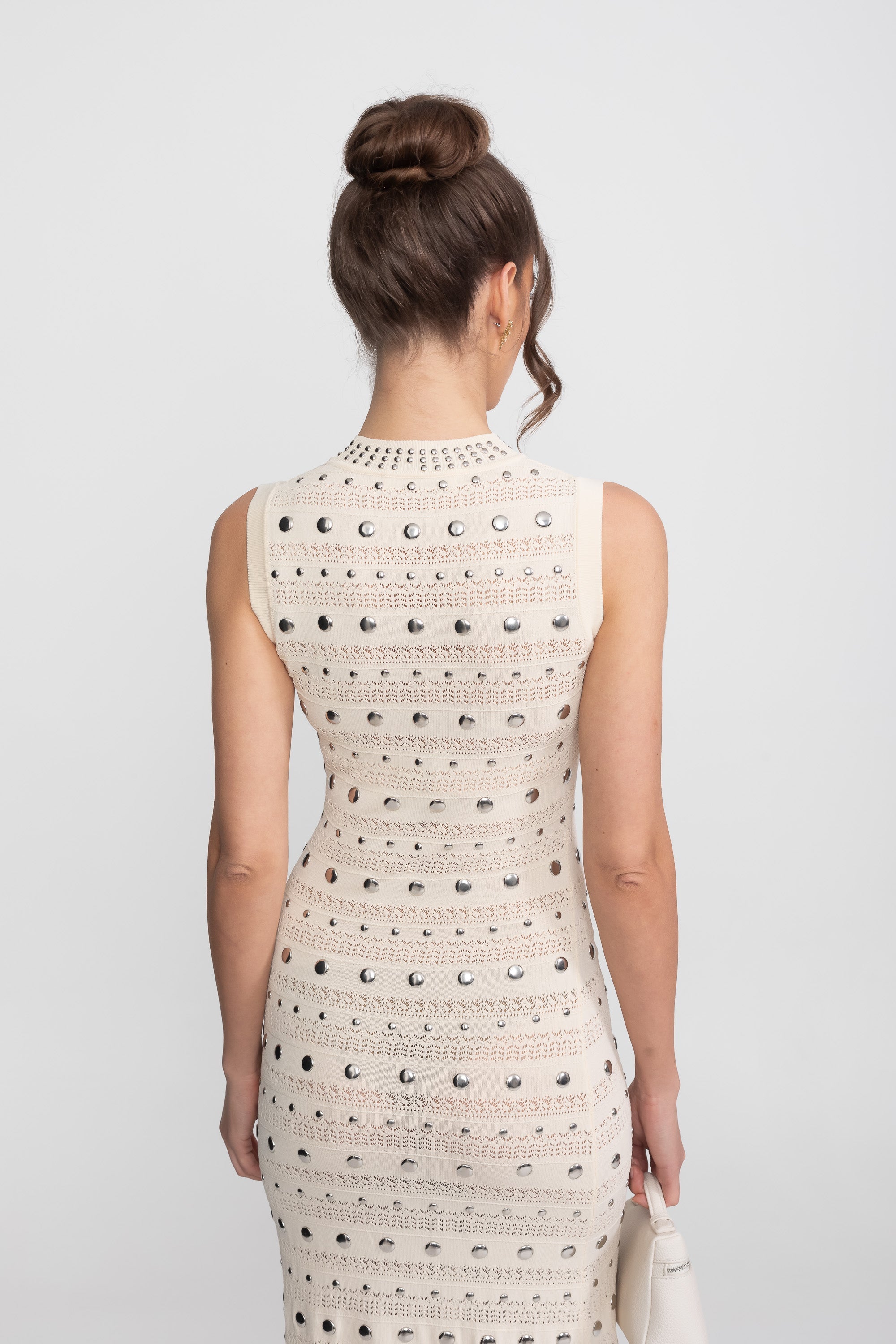 Knit Metal Decorations Sleeveless Midi Dress