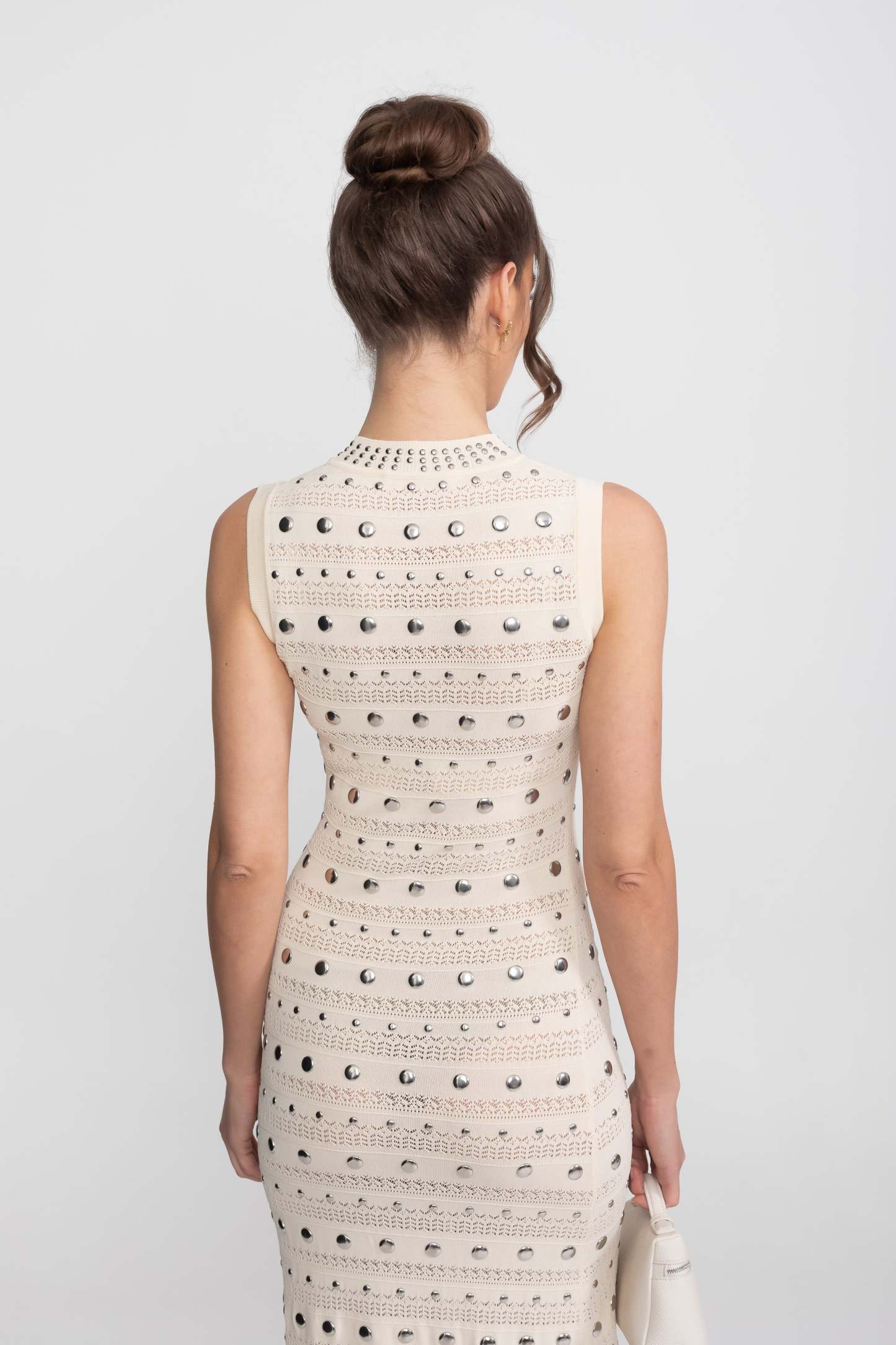 Knit Metal Decorations Sleeveless Midi Dress