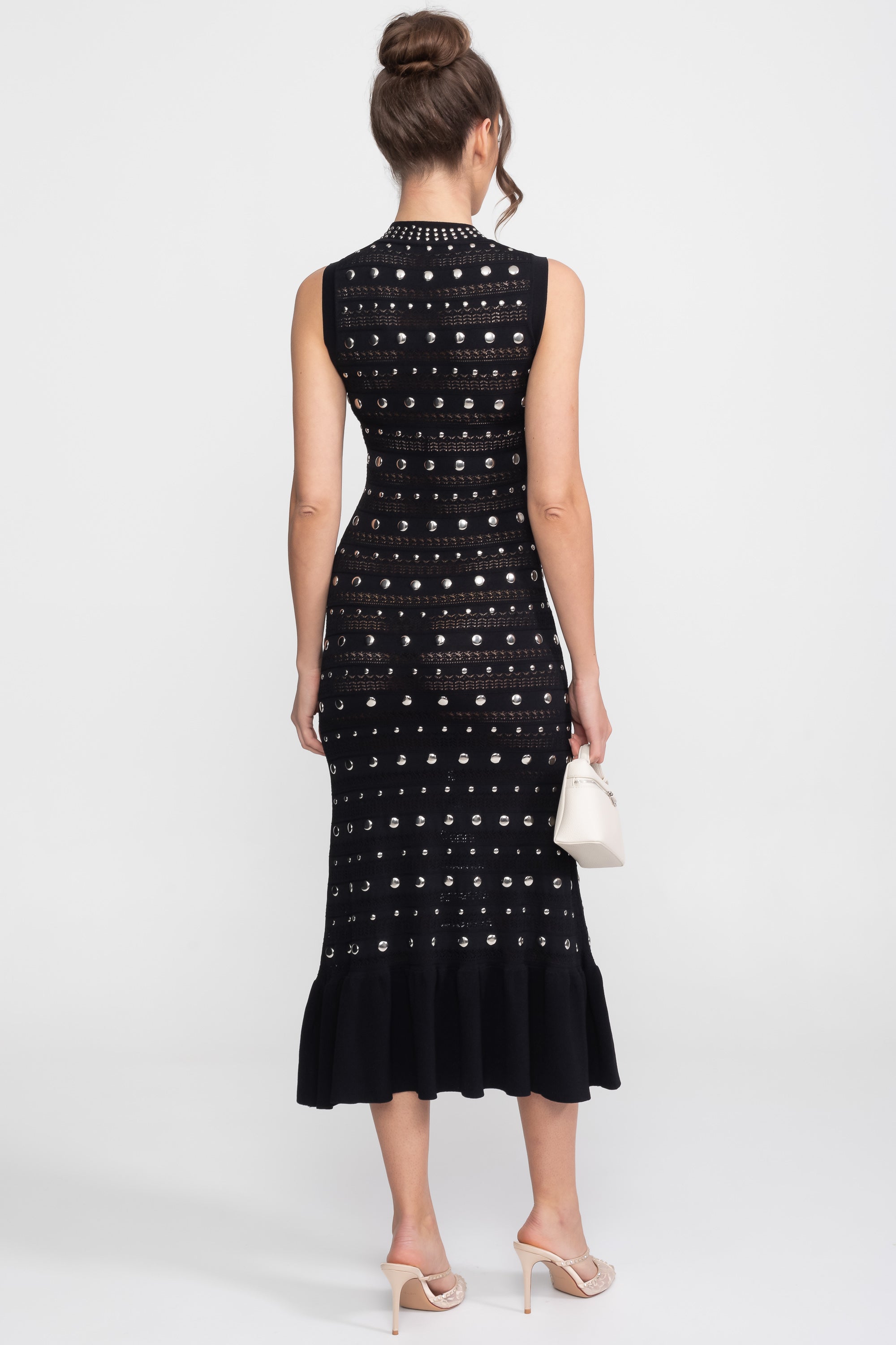 Knit Metal Decorations Sleeveless Midi Dress