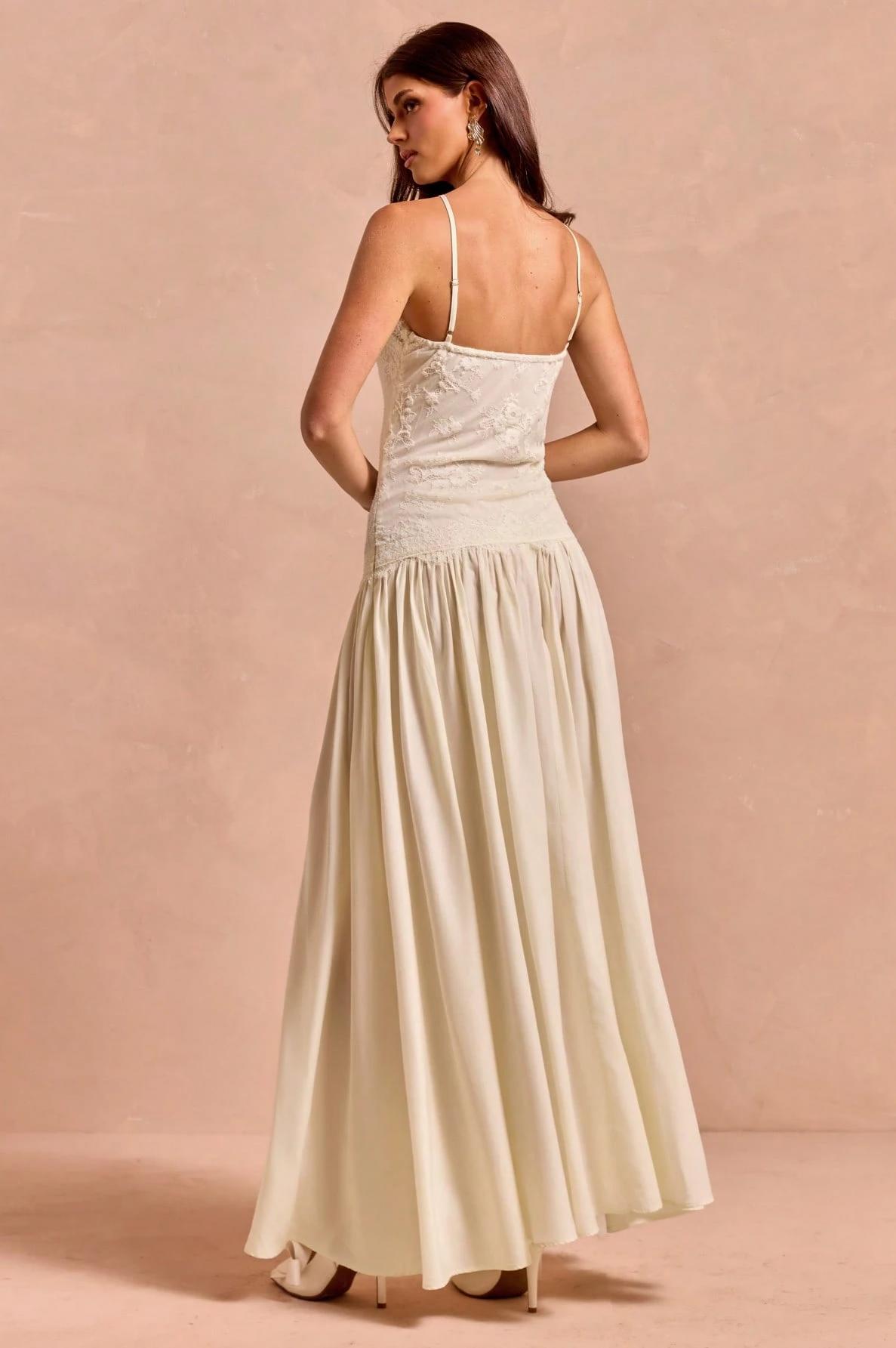 Lace Halter Pleated Maxi Dress