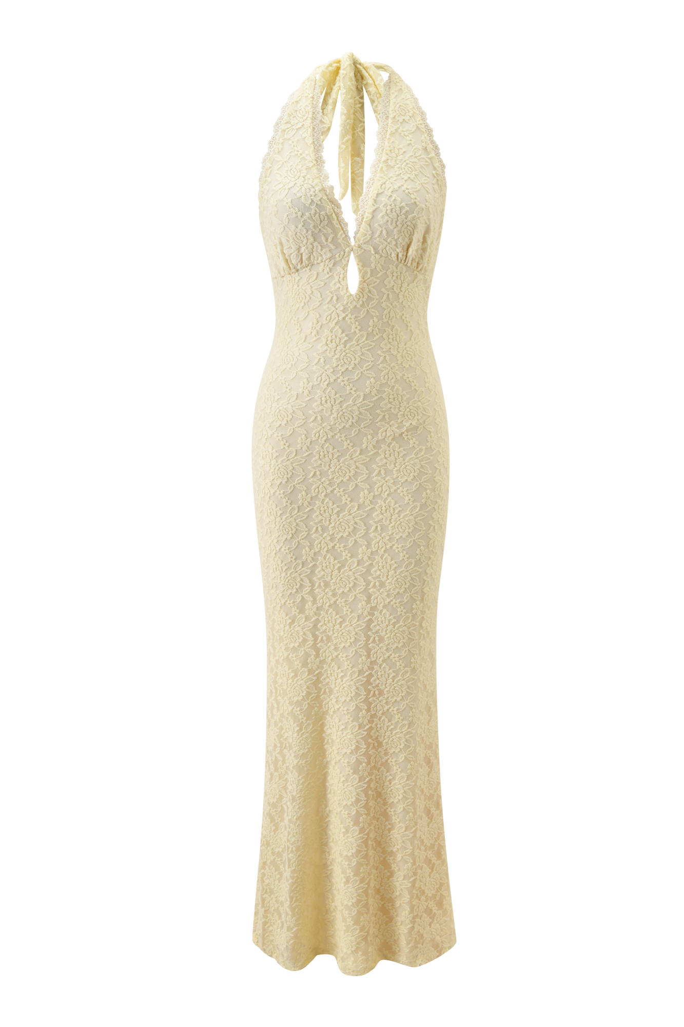 Lace Halter Cutout Maxi Dress