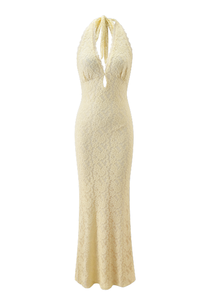 Lace Halter Cutout Maxi Dress
