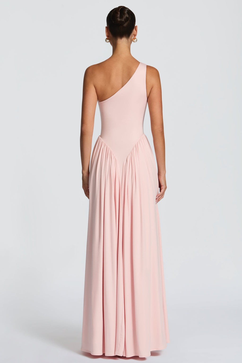 Jersey One Shoulder Gathered Maxi Dress