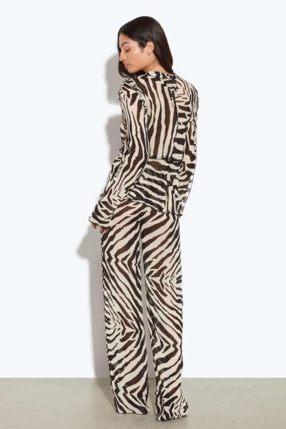 Zebra Print Sheer Ruffle Two Piece Set