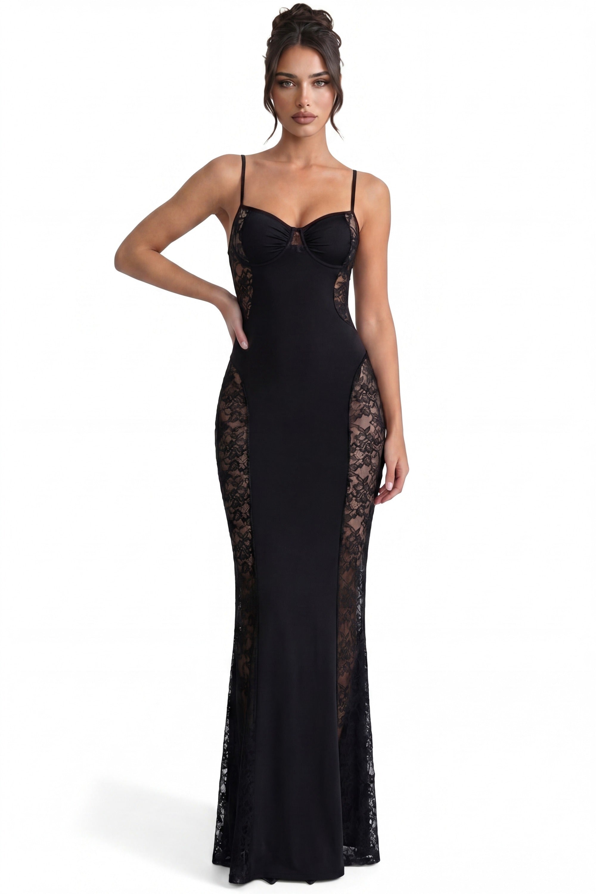Lace Panel Maxi Dress