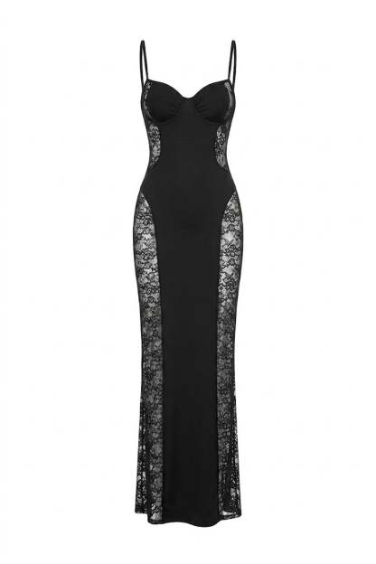 Lace Panel Maxi Dress