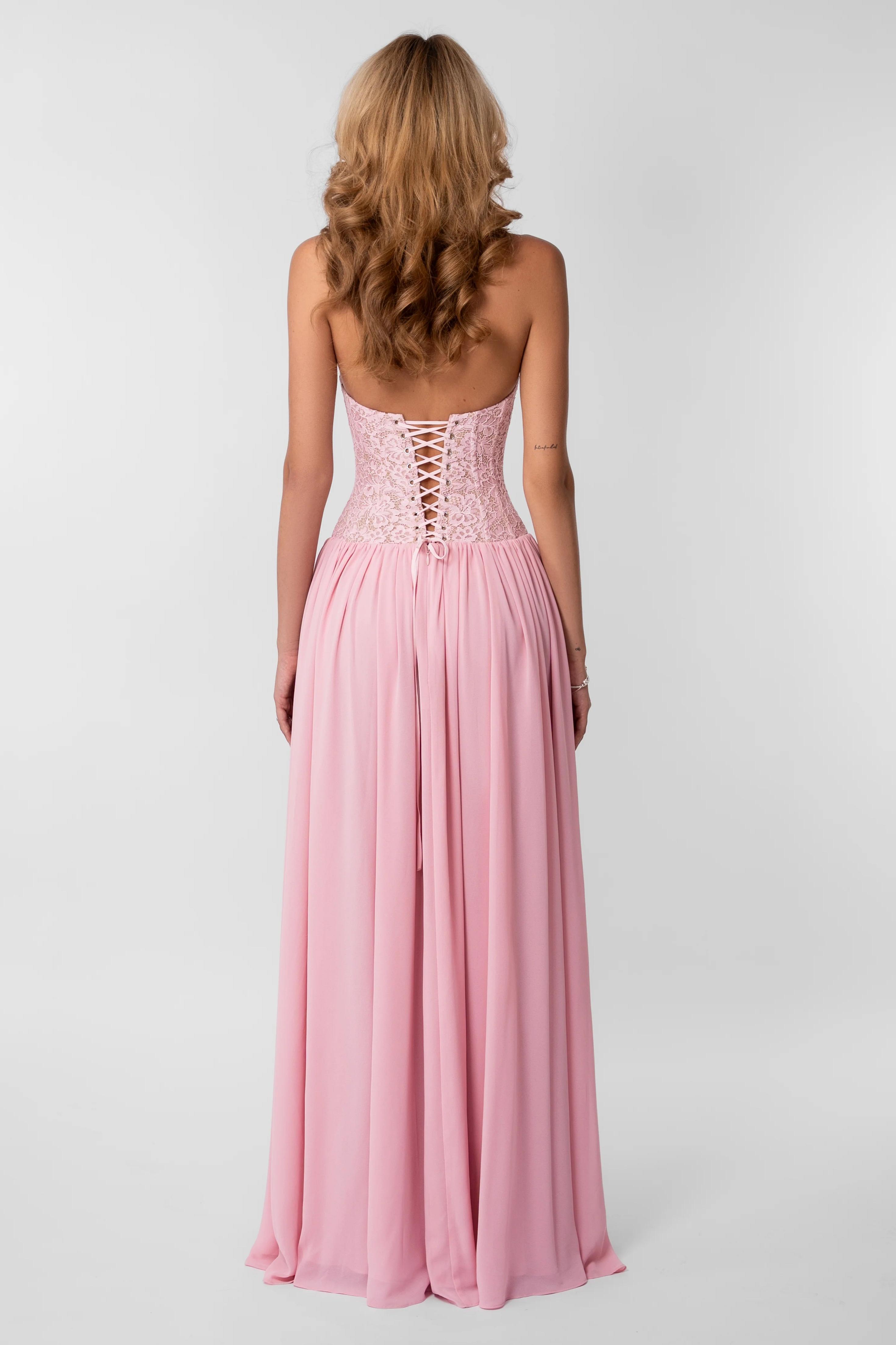 Lace Splicing Chiffon Halter Neck Tie-Up Maxi Dress