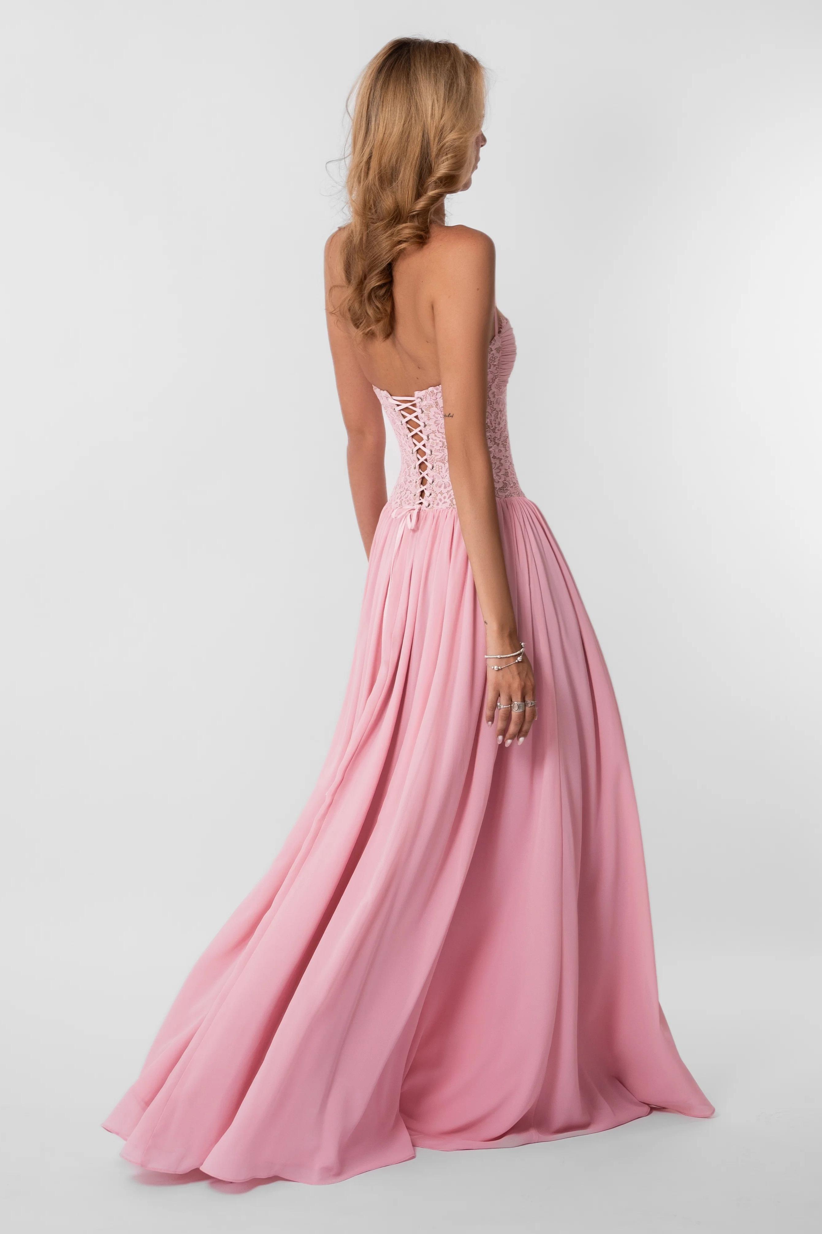 Lace Splicing Chiffon Halter Neck Tie-Up Maxi Dress