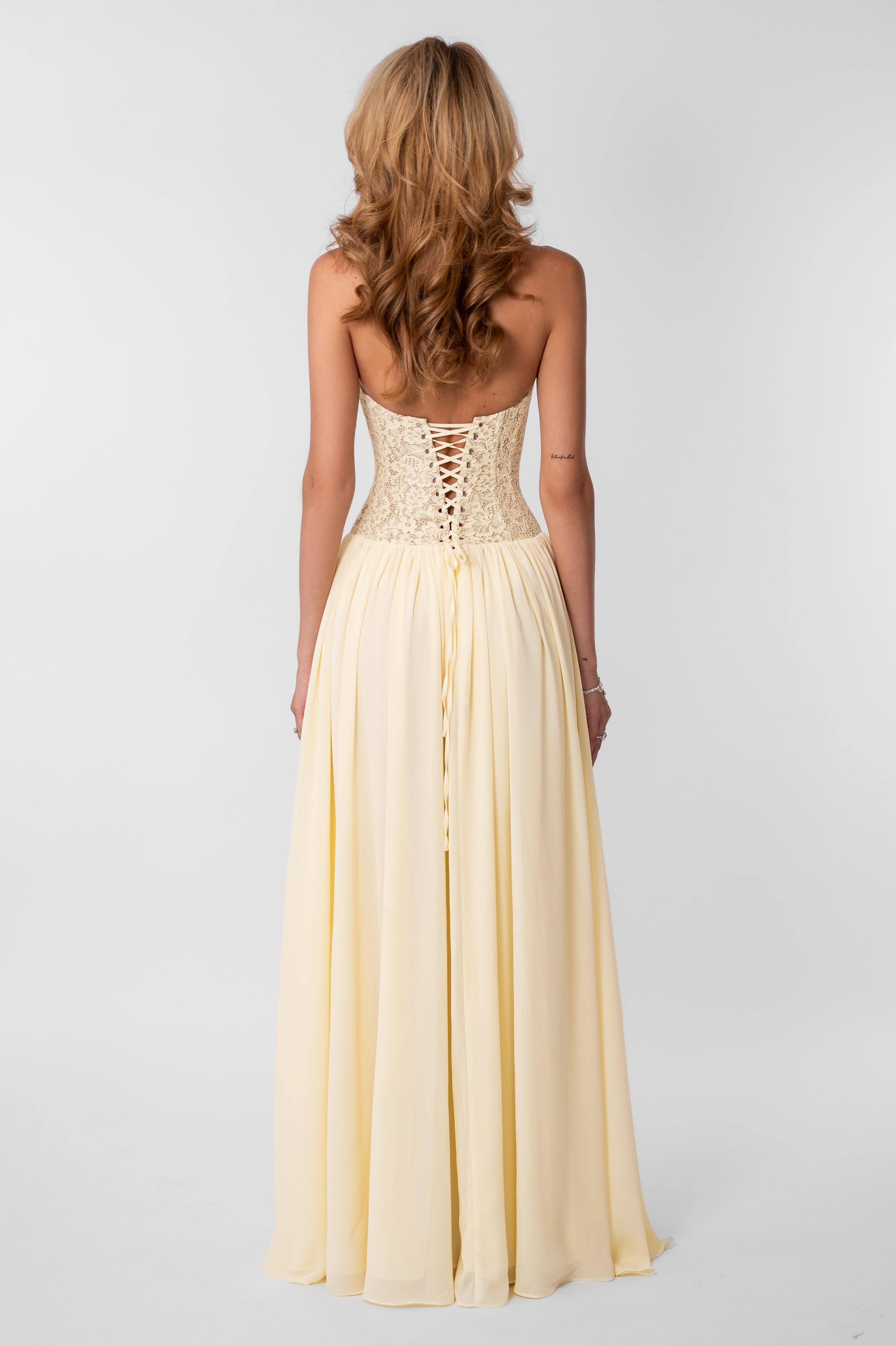 Lace Splicing Chiffon Halter Neck Tie-Up Maxi Dress