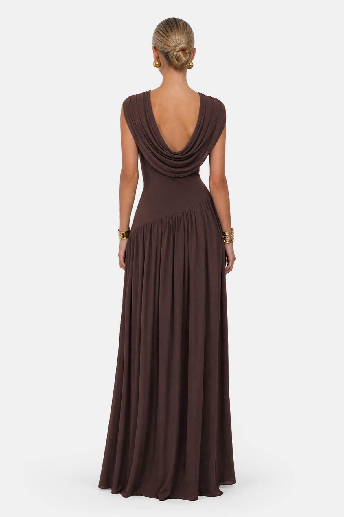 Jersey Ruched Slit Maxi Dress