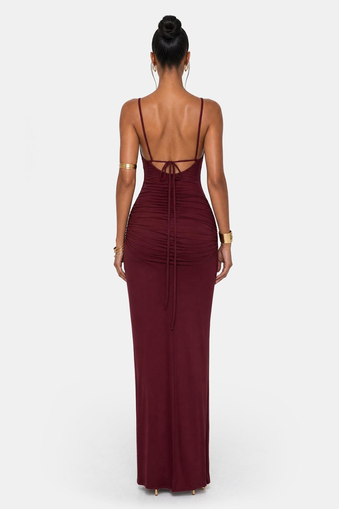 Jersey Backeless Tie-Up Maxi Dress