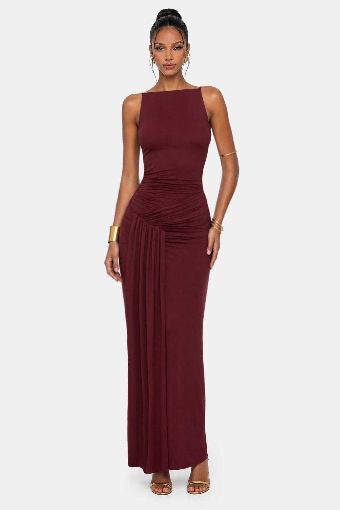 Jersey Backeless Tie-Up Maxi Dress