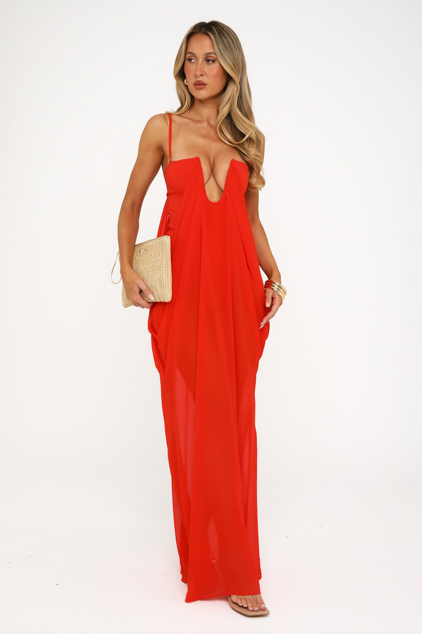Solid See-Through Slip Midi Dress