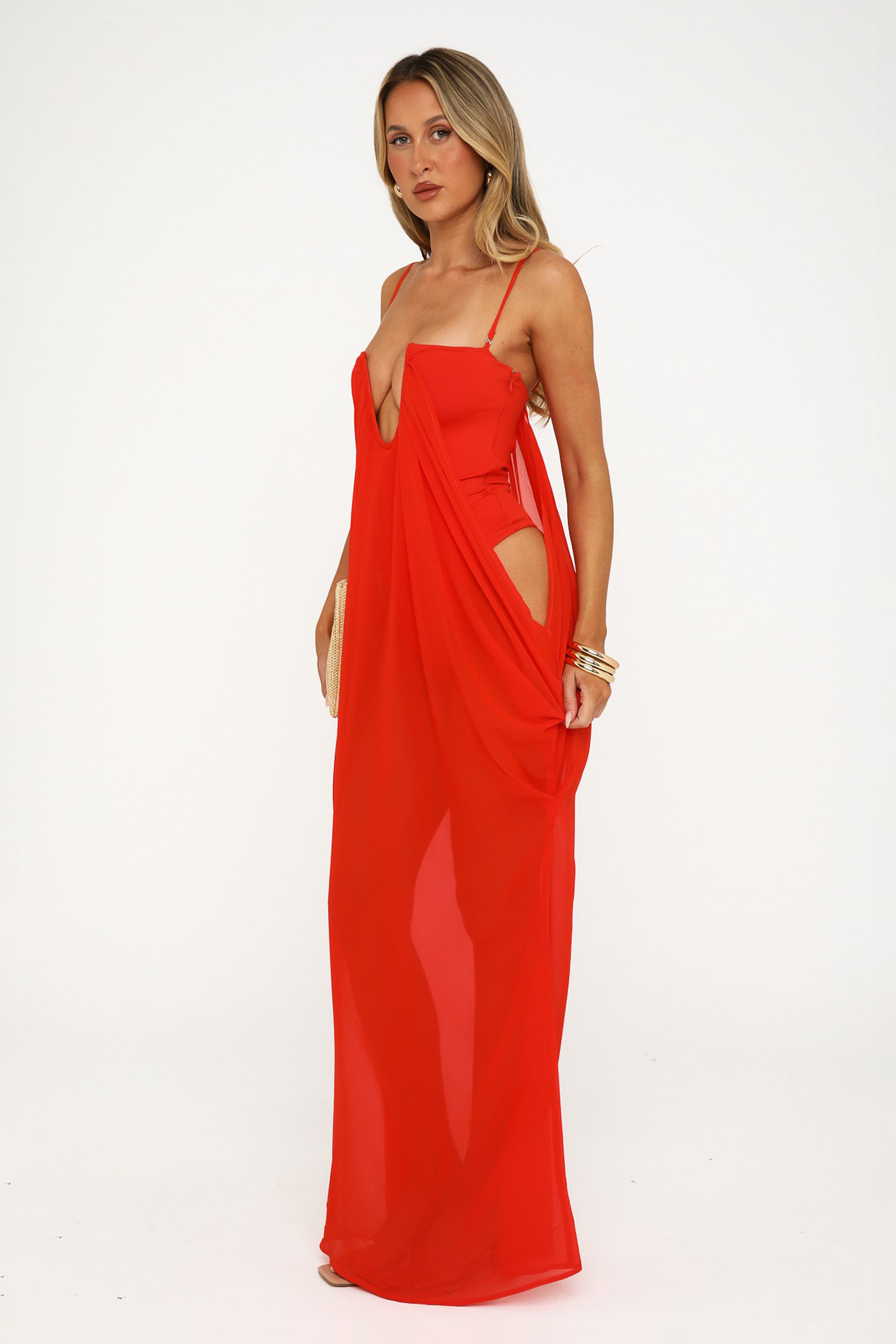 Solid See-Through Slip Midi Dress