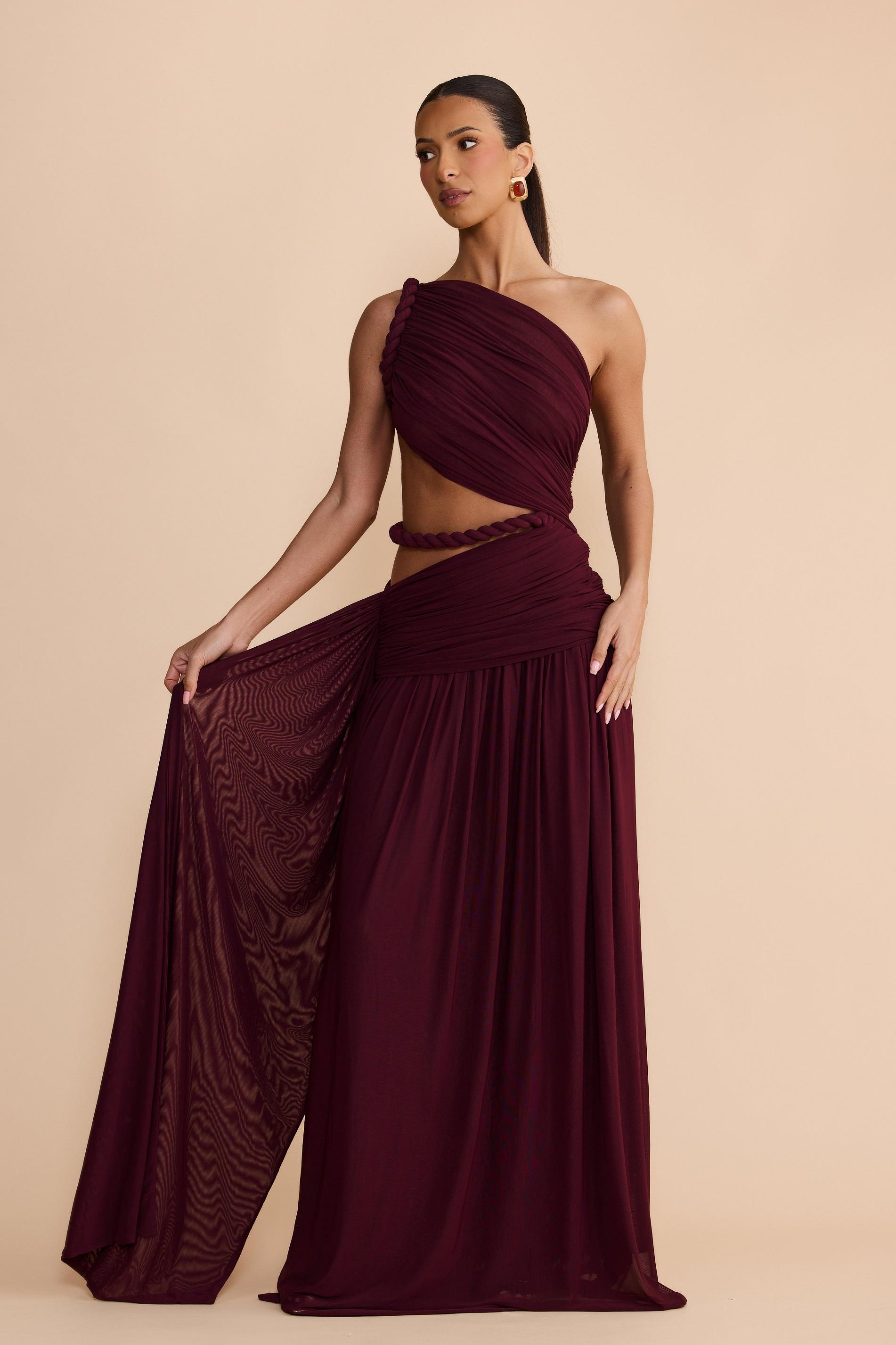 Jersey Woven Cut-Out Maxi Dress