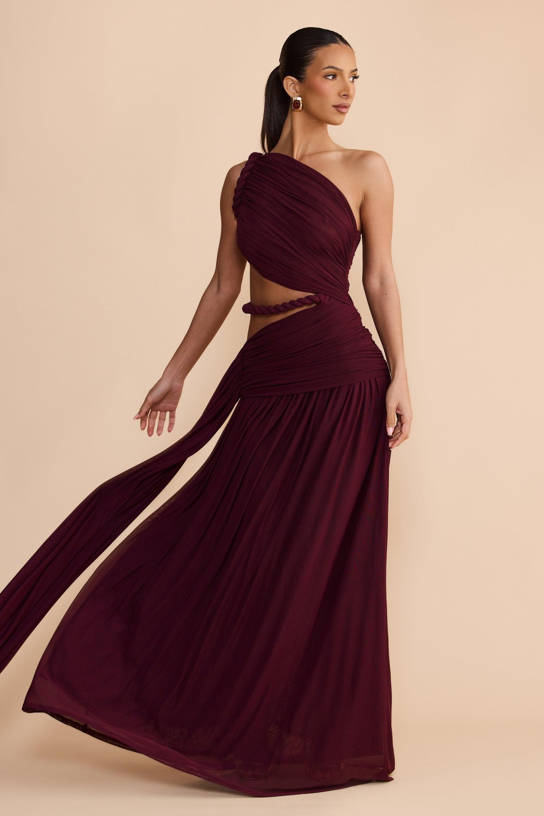 Jersey Woven Cut-Out Maxi Dress