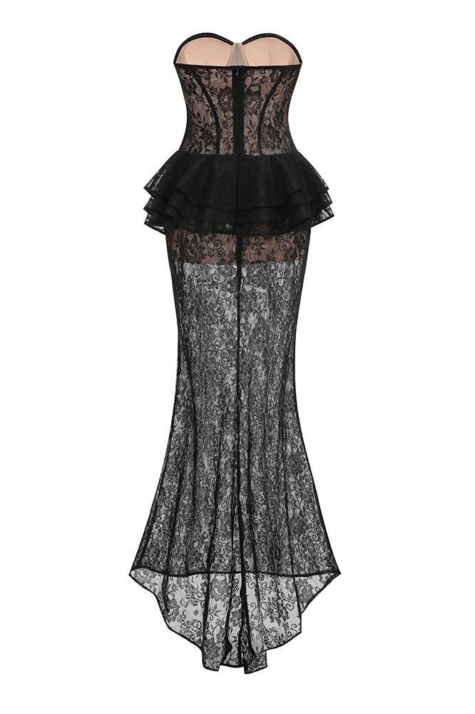 Lace Off Shoulder Ruffle Maxi Dress