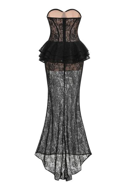 Lace Off Shoulder Ruffle Maxi Dress