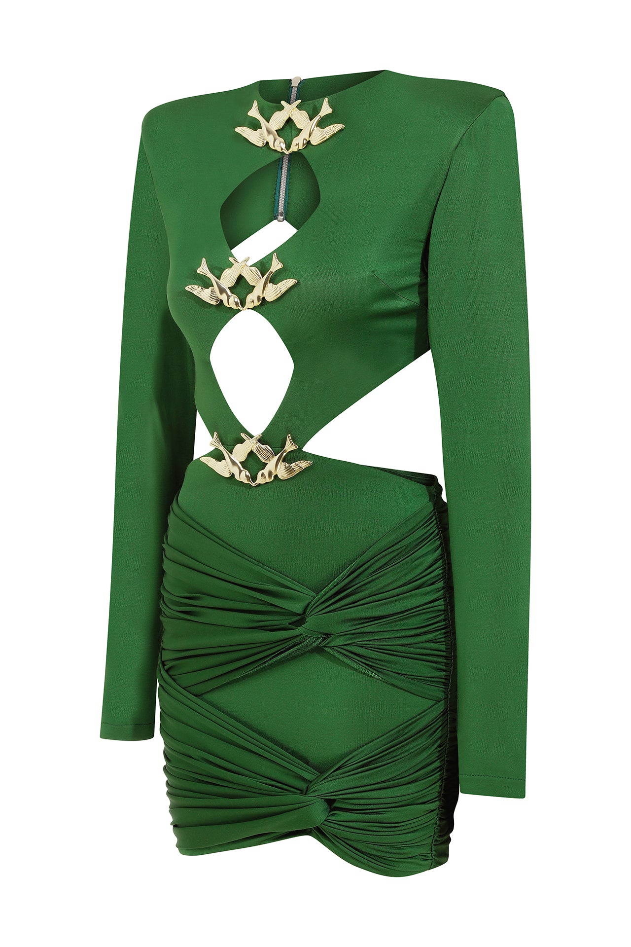 Satin Cut-Out Knotted Mini Dress