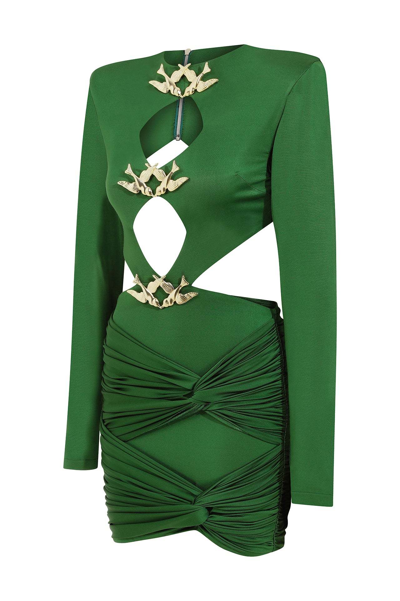 Satin Cut-Out Knotted Mini Dress